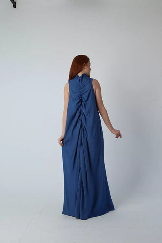 Ruched Maxi Dress - Linen| Reversible Linen Dress with Adjustable Drawstring – Wear It Your Way