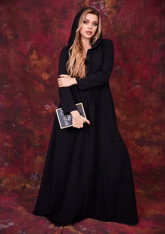 Linen Kaftan with Hood & Long Sleeves – Available from Small to 3XL