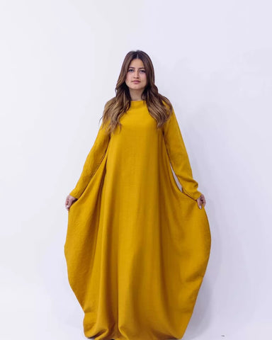 Butterfly-Cut Linen Dress with Side Pockets – Available in 6 Colors