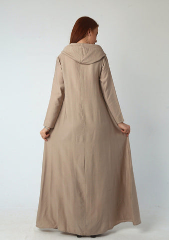 Linen Kaftan with Hood & Long Sleeves – Available from Small to 3XL