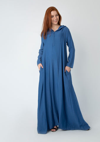 Linen Kaftan with Hood & Long Sleeves – Available from Small to 3XL