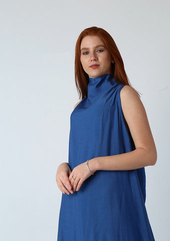 Ruched Maxi Linen Dress  Reversible Sleeveless Linen Dress with Front/Back Adjustable Tie – Beige, Navy, Black, Brown