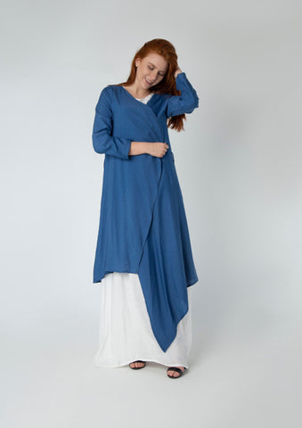 Linen Two Pieces Set ( Cardigan And Basic Dress )2-Piece Linen Set: Dress + Cardigan with Belt – Mix & Match Your Favorite Colors
