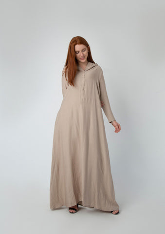 Linen Kaftan with Hood & Long Sleeves – Available from Small to 3XL