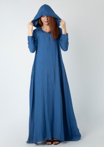 Linen Kaftan with Hood & Long Sleeves – Available from Small to 3XL