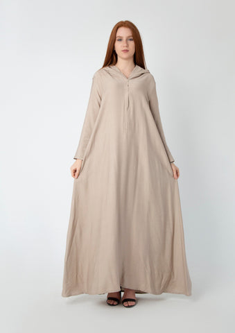 Linen Kaftan with Hood & Long Sleeves – Available from Small to 3XL
