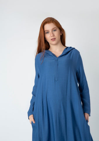 Linen Kaftan with Hood & Long Sleeves – Available from Small to 3XL