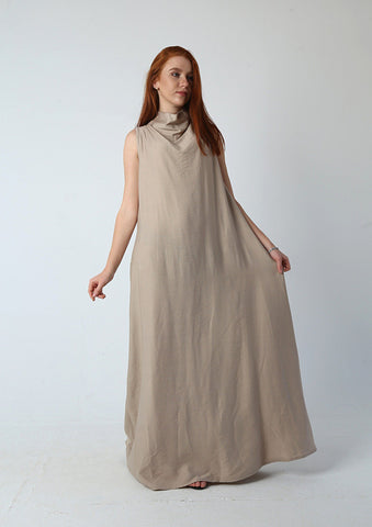 Ruched Maxi Dress - Linen| Reversible Linen Dress with Adjustable Drawstring – Wear It Your Way