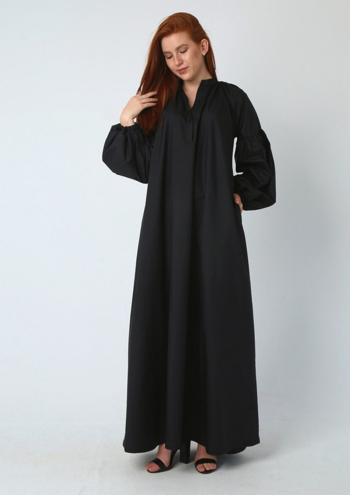 Oversized Varna Dress with Balloon Sleeves & Side Pockets
