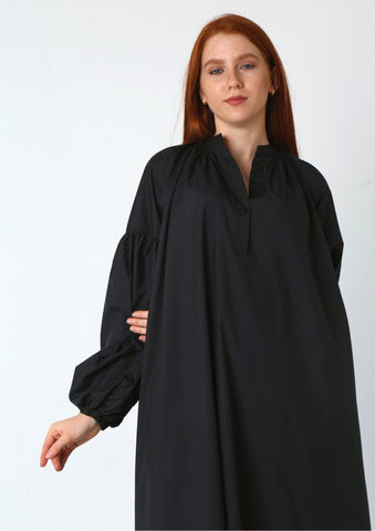 Oversized Varna Dress with Balloon Sleeves & Side Pockets
