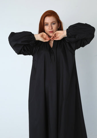 Oversized Varna Dress with Balloon Sleeves & Side Pockets