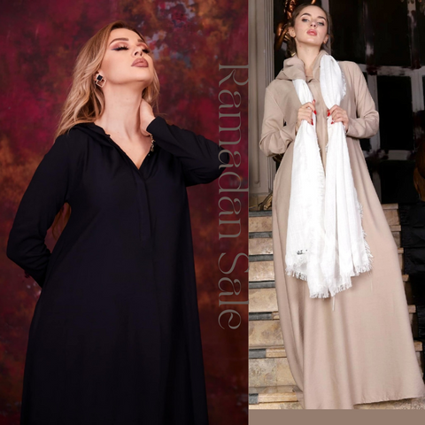 Linen Kaftan with Hood & Long Sleeves – Available from Small to 3XL