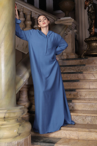 Linen Kaftan with Hood & Long Sleeves – Available from Small to 3XL