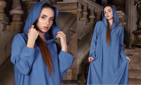 Linen Kaftan with Hood & Long Sleeves – Available from Small to 3XL