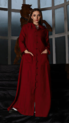 Japanese Style Dress - Burgundy Kimono