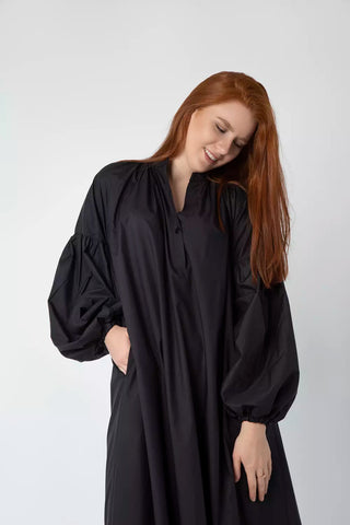 Oversized Varna Dress with Balloon Sleeves & Side Pockets
