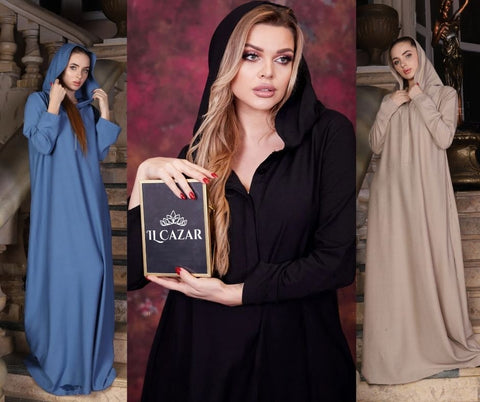 Linen Kaftan with Hood & Long Sleeves – Available from Small to 3XL