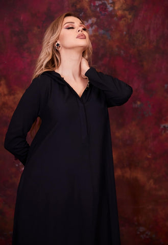 Linen Kaftan with Hood & Long Sleeves – Available from Small to 3XL