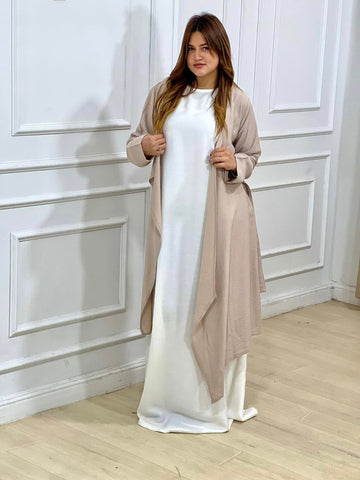 Linen Two Pieces Set ( Cardigan And Basic Dress )2-Piece Linen Set: Dress + Cardigan with Belt – Mix & Match Your Favorite Colors