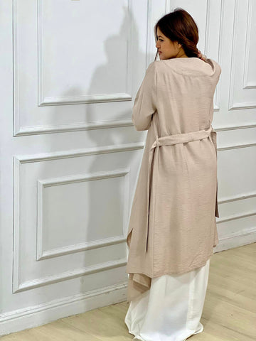 Linen Two Pieces Set ( Cardigan And Basic Dress )2-Piece Linen Set: Dress + Cardigan with Belt – Mix & Match Your Favorite Colors