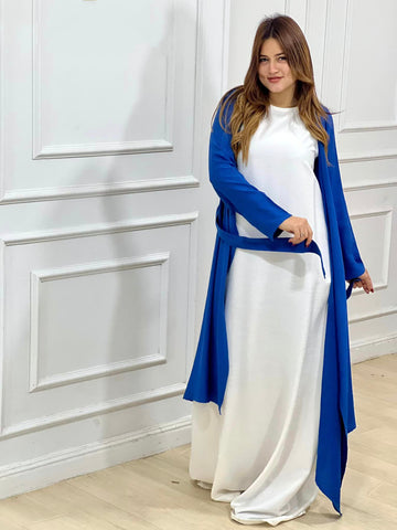 Linen Two Pieces Set ( Cardigan And Basic Dress )2-Piece Linen Set: Dress + Cardigan with Belt – Mix & Match Your Favorite Colors