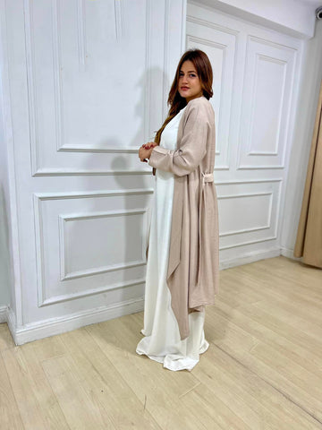 Linen Two Pieces Set ( Cardigan And Basic Dress )2-Piece Linen Set: Dress + Cardigan with Belt – Mix & Match Your Favorite Colors