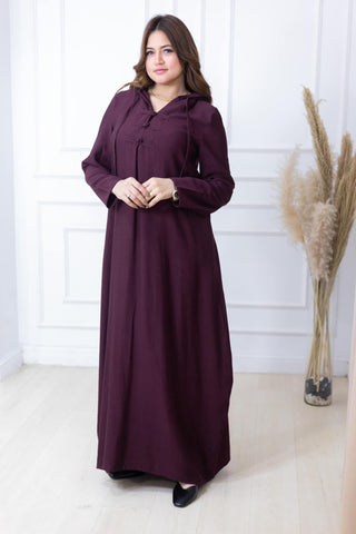 Handmade Buttoned Linen Kaftan with Side Pockets – Purple, Beige & Black | All Sizes