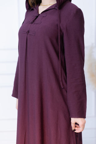 Handmade Buttoned Linen Kaftan with Side Pockets – Purple, Beige & Black | All Sizes