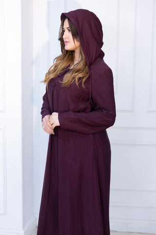 Handmade Buttoned Linen Kaftan with Side Pockets – Purple, Beige & Black | All Sizes