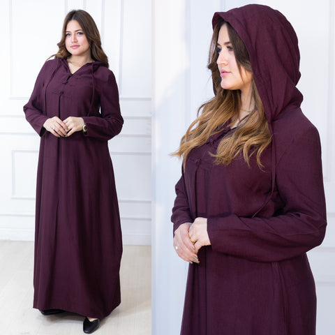 Handmade Buttoned Linen Kaftan with Side Pockets – Purple, Beige & Black | All Sizes