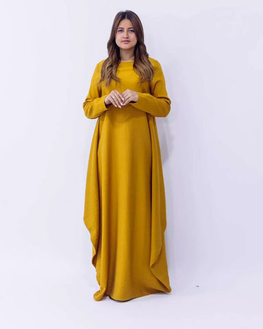 Linen Maxi Butterfly Dress with Pockets – White, Black, Burgundy & Mustard