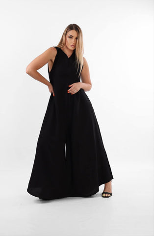 Wide Leg Linen Jumpsuit