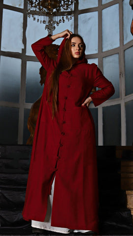 Japanese Style Dress - Burgundy Kimono