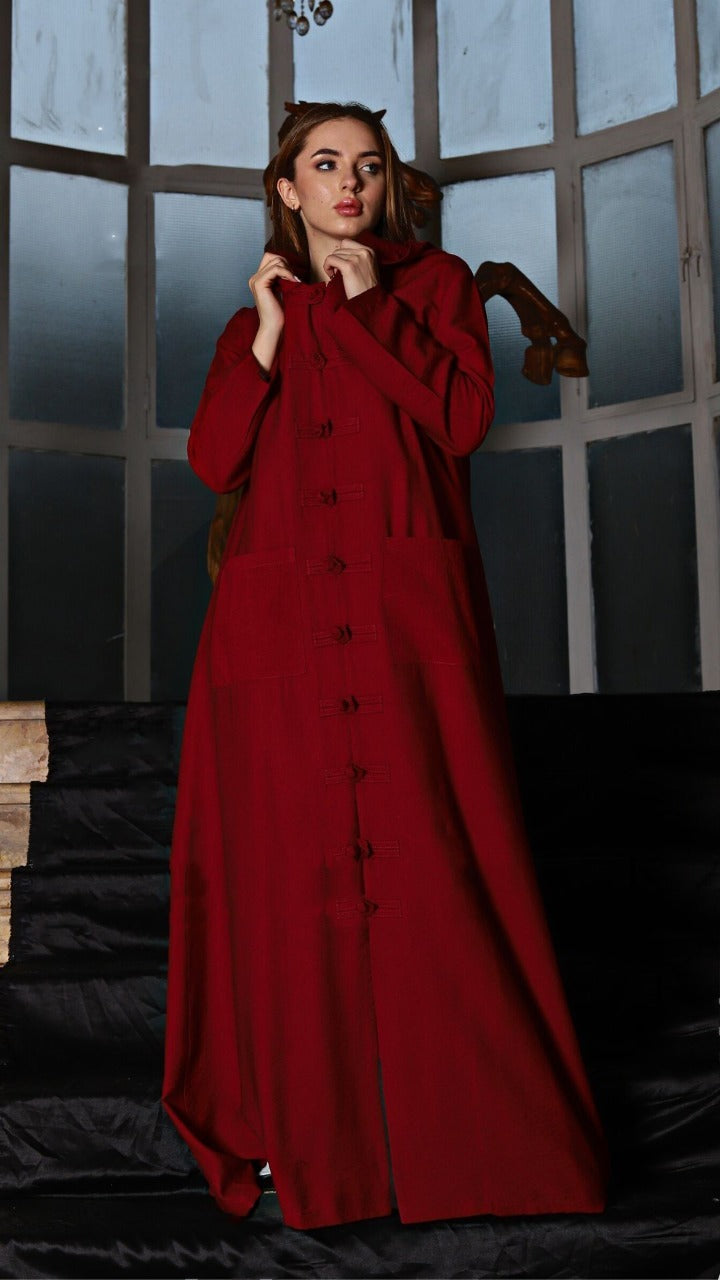Japanese Style Dress - Burgundy Kimono