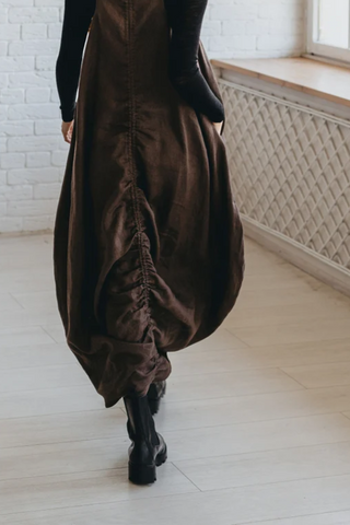 Ruched Maxi Dress - Linen| Reversible Linen Dress with Adjustable Drawstring – Wear It Your Way