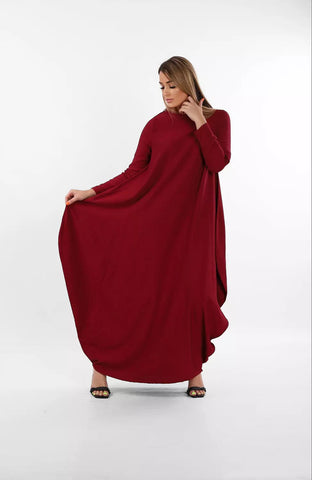 Linen Maxi Butterfly Dress with Pockets – White, Black, Burgundy & Mustard