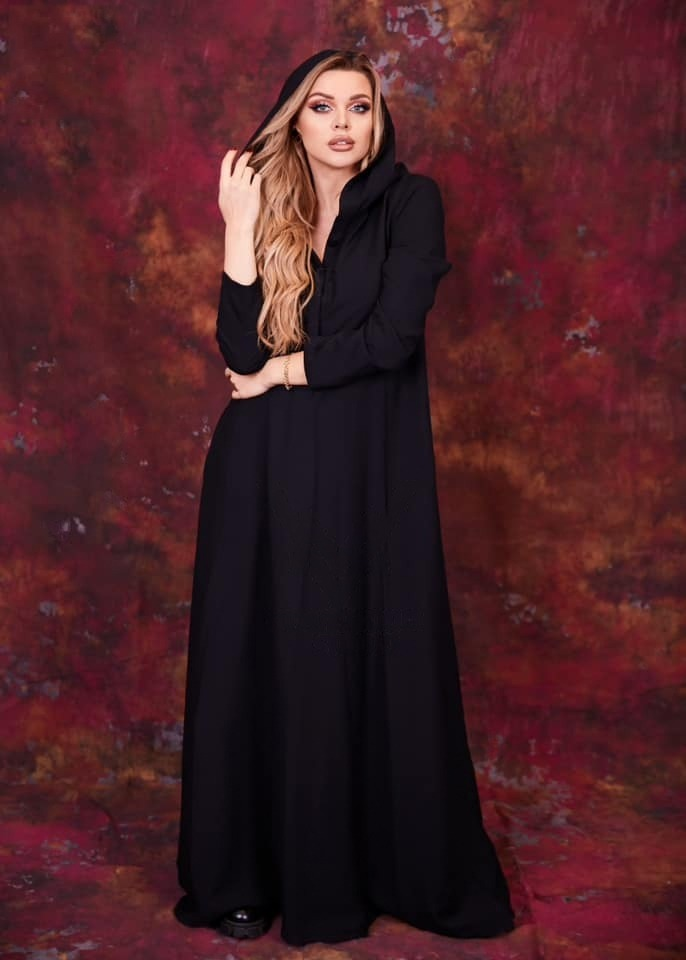 Linen Kaftan with Hood & Long Sleeves – Available from Small to 3XL