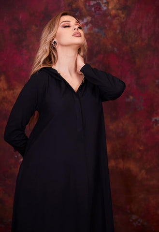 Linen Kaftan with Hood & Long Sleeves – Available from Small to 3XL
