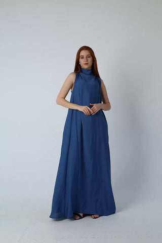 Ruched Maxi Dress - Linen| Reversible Linen Dress with Adjustable Drawstring – Wear It Your Way