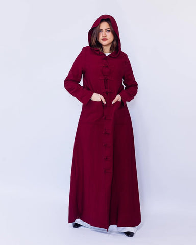 Japaneese Kafftan With Hand Made Buttons and Hoodie KimonoHandmade Kaftan with Handcrafted Buttons & Pockets – Available in 4 Elegant Colors