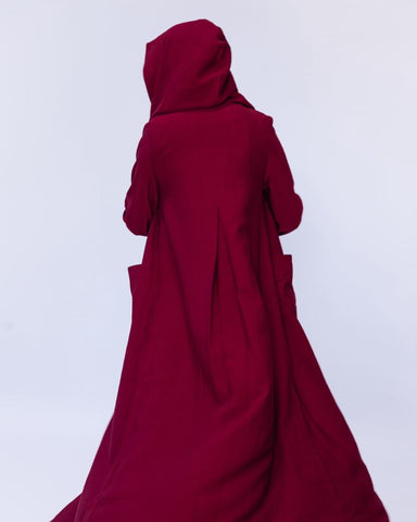 Japanese Style Dress - Burgundy Kimono