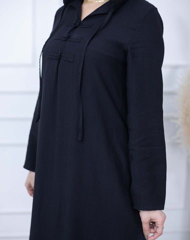 Linen Kafftan With Hand Made Buttons And Hodie