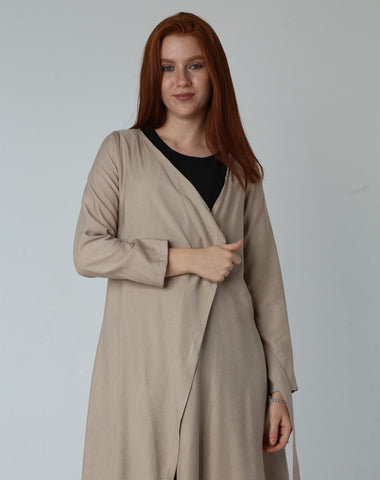 Linen Two Pieces Set ( Cardigan And Basic Dress )2-Piece Linen Set: Dress + Cardigan with Belt – Mix & Match Your Favorite Colors