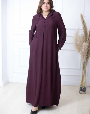 Linen Kafftan With Hand Made Buttons And Hodie