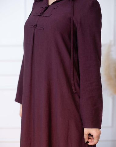 Linen Kafftan With Hand Made Buttons And Hodie