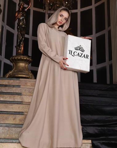 Linen Kaftan with Hood & Long Sleeves – Available from Small to 3XL