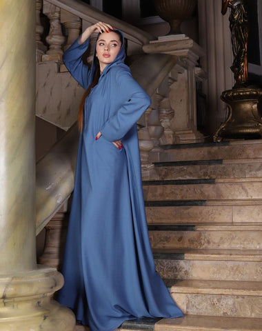 Linen Kaftan with Hood & Long Sleeves – Available from Small to 3XL