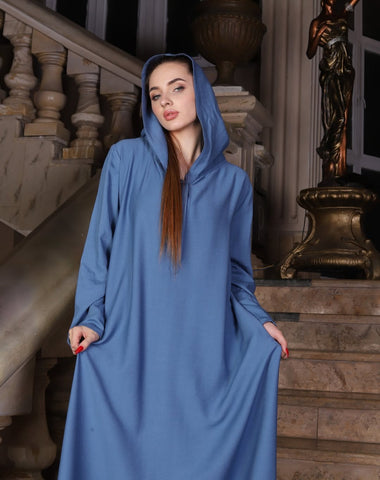 Linen Kaftan with Hood & Long Sleeves – Available from Small to 3XL