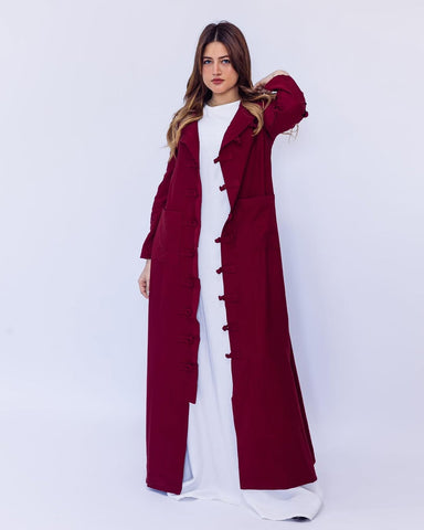 Japanese Style Dress - Burgundy Kimono