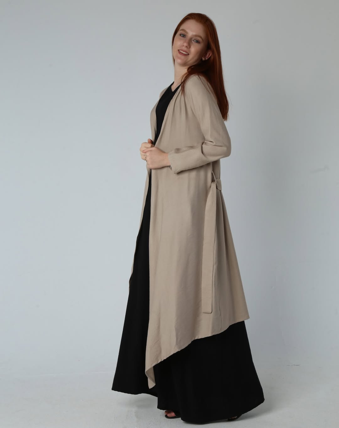 Linen Two Pieces Set ( Cardigan And Basic Dress )2-Piece Linen Set: Dress + Cardigan with Belt – Mix & Match Your Favorite Colors